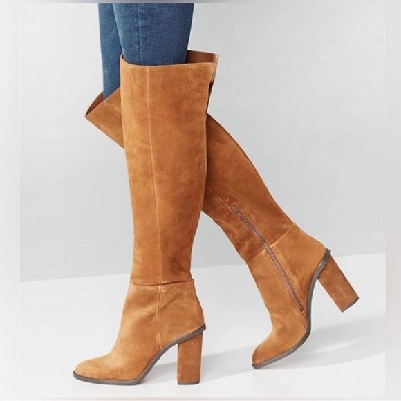 NWOB Gianni Bini Over the Knee Leather Suede Boots w Block Chunky Heel - Picture 3 of 15